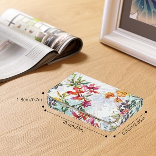 Business Card Holder，PU Leather Business Card Case Color Printing Pattern Card Holder Wallet，Pockets Magnetic Credit Card Holders for Men and Women - Flamingo - color: Deep Pink