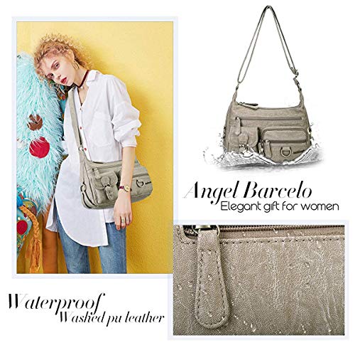 Angel Barcelo Cross body Shoulder Bag Women Soft PU Leather Purses and Handbags - color: Stone