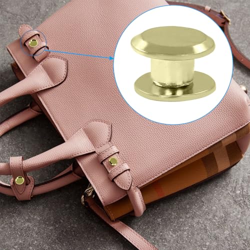 60 Sets Gold Chicago Screws, M5*4mm Leather Rivets Screw Rivets Buttons DIY Leather Trim Craft Bookbinding for Decorate Repair Belt Bag Shoes Purse - color: Gold
