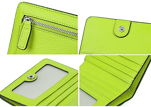 Small Leather Wallet for Women, Ladies Credit Card Holder RFID Blocking Women's Mini Bifold Pocket Purse - color: Light Green Rfid Blocking