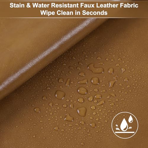 Faux Leather Fabric 54” W Vinyl Upholstery Fabric by The Yard Waterproof | 3 Yards Amber, 0.7mm, Synthetic PU Leather, Marine Vinyl, Soft Vegan Material, For Outdoor Boat Seat Car DIY Sewing - color: Amber, size: Pre-cut 3 Yards 58"x108"