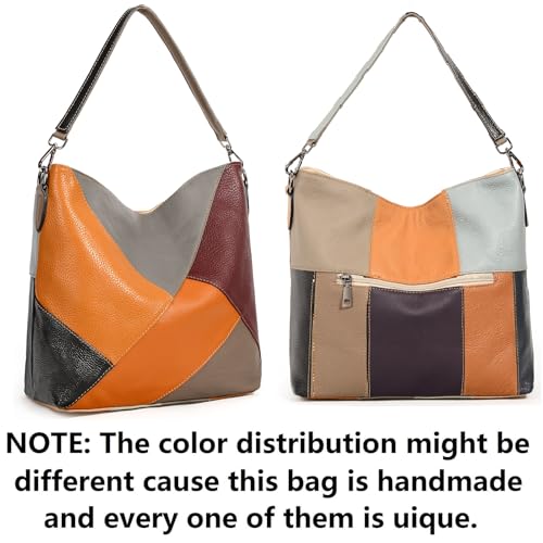 YALUXE Women's Real Leather Shoulder Bags Hobo Handbags Purse Crossbody Bag - color: Z7 Multicolored 2