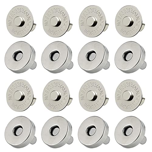 20 Set Magnetic Snaps, Purse Magnetic Bag Fastener Clasp Magnetic Button Replacement Kit for Sewing, DIY Craft, Purses, Bags, Clothes, Leather (Silver 14MM) - color: Silver 14MM