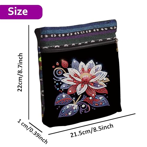 LSQFS 5D DIY Diamond Painting Crossbody Bag, Colorful Floral Pattern, Adjustable Strap & Zipper, Partial Drill Craft Kit for Women, Perfect for Shopping & Daily Use - color: pink