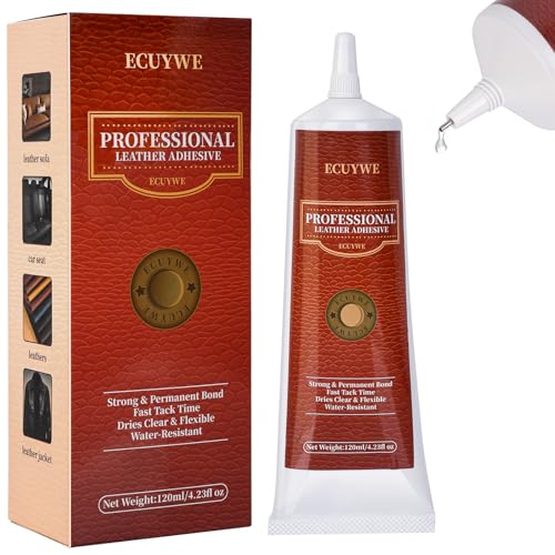 Professional Leather Glue Adhesive -4.23 oz Industrial Strength, Clear & Flexible Bond for Shoes, Bags, Purses, Furniture, Car Seats, Jackets (Repair Vinyl, Suede, Upholstery, Rubber)