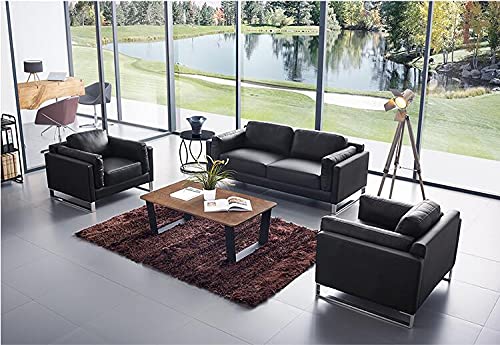 Wento Thick Faux Leather Fabric Soft Skin Grain PU Leather for Furniture Cover Reupholster Sofa Chairs Cushions Vinyl Upholstery (5 Yards, Black) - color: Black, size: 5 Yards (54" x 180")