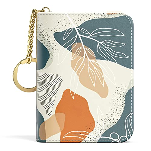 Credit Card Holder for Women, Small RFID Wallet Slim Leather Card Case - color: B-Desert Leaf, size: Keychain