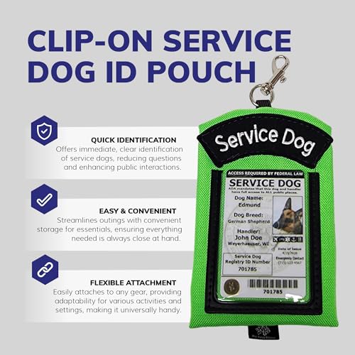 ActiveDogs Service Dog ID Card Pouch, Clip-On Badge Holder, Lime - color: Lime