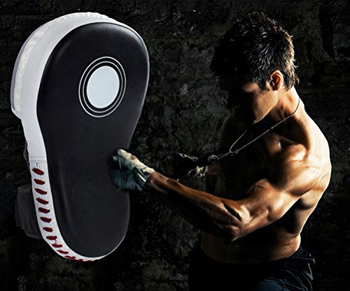 Aoneky PU Leather Curved Punching Mitts - Target Focus Training Hand Pads for Boxing, Karate, MMA, Muay Thai, Kickboxing, Dojo, UFC, Martial Arts, 1 Pair