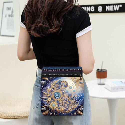 5D Diamond Painting Shoulder Bag, DIY Diamond Art Kits for Adults with Adjustable Strap & Zipper, Artistic Handbag for Women, Perfect for Shopping & Daily Use - color: Blue