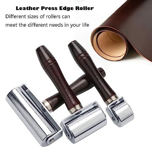 Rongon Leather Press Edge Roller Belts Rolling Craft Roller Leathercraft Wooden Handle Leather Rolling Craft Rollers Tool Watch Band Press Edge Creaser Edger Tool (3.93''/100mm)