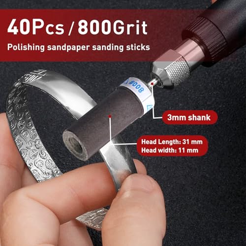 40 Pcs 800 Grit Sanding Drums for Rotary Dremel Tool - style: 800 Grit 40 Pcs