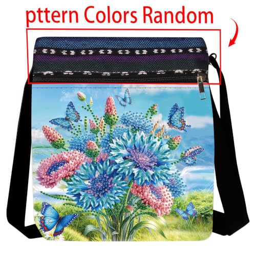 DDGYP DIY Diamond Art Crossbody Bag for Women,Butterfly & Flower Pattern | 5D Diamond Art Painting Shoulder Purse with Adjustable Strap, PU Leather Art Bag, Small Diamond Art Kits for Adults - color: Butterfly Flower 6