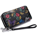 GOIACII Women's Wallet RFID Blocking Leather Wristlet | 2 Zip Around, Large Capacity, Credit Card Holder, Ladies Phone Clutch Purse - color: B02 Butterflies Dragonflies