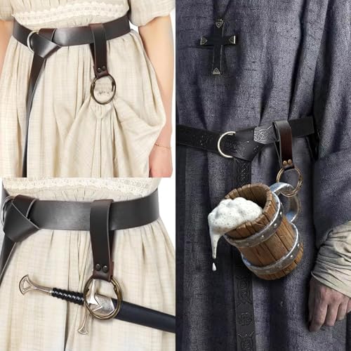 Renaissance Belt Pouch Purse Viking Bracer Hook Halloween Set Medieval Festival Costume Accessory Casual Fanny Pack Waist Bag - color: Dual-Black