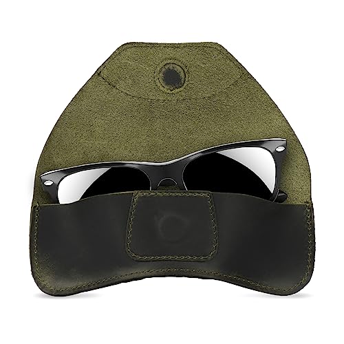 Londo Genuine Leather Case for Eyeglass, Sunglasses, Goggles and Spectacles with Magnetic Closure - color: Green