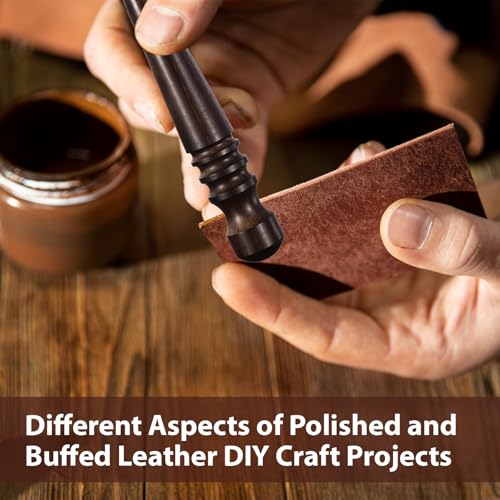 2 Pcs Leather Edge Burnish Kit Professional Ebony Wood Leather Burnisher Tool Leather Polished Grinding Tool Leather Edge Slicker Burnisher Round Head Leather Edge Burnishing Tool Leather Craft Tool