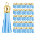 Mandala Crafts Gold Cap Light Blue Faux Suede Leather Tassels, 100 PCs - color: Gold Cap Light Blue Suede