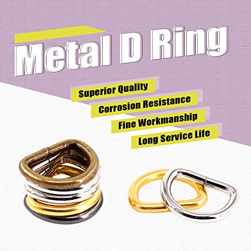 Swpeet 120Pcs 5/8 Inch - 15mm 4Colors Multi-Purpose Metal D Ring Semi-Circular D Ring for Hardware Bags Ring Hand DIY Accessories (Mixed Color, 5/8 inch) - color: Mixed Color, size: 5/8 inch