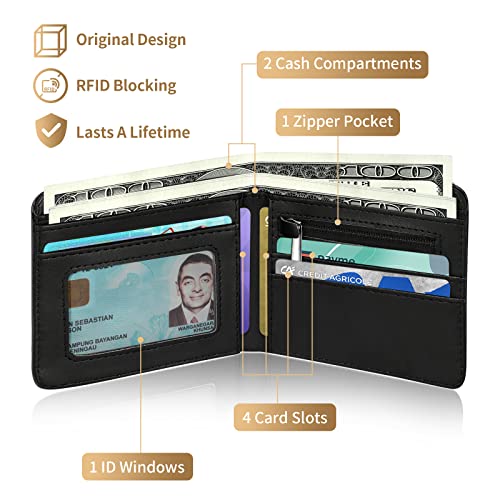 Bistup Teen Boys Cool Wallet-Men Mens Men'S Funny Leather Credit Id Card Cash Holder Man Black Rfid Blocking Zipper Wallets With Coin Pocket Id Window Aesthetic Teen Boy Male Youth Guys - color: monster