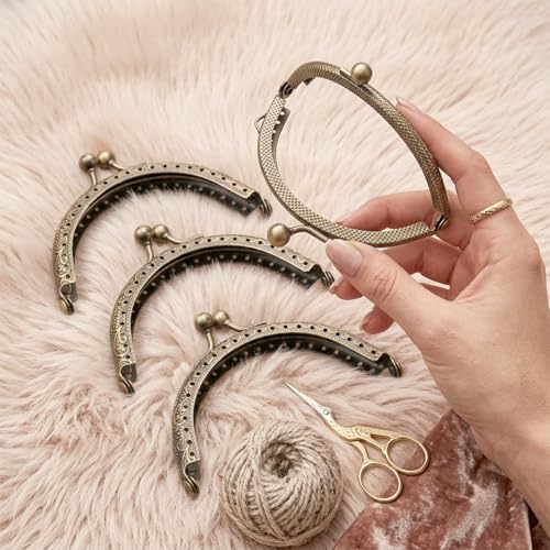 Classicseali 6PCS Metal Purse Frame,3.3 Inch Kiss Clasp Purse Frame | Small Purse Frame, DIY Wallet Kiss Clasps Lock Retro Arch Coin Bag Frames, Iron Clip for Craft Purses Handle Sewing