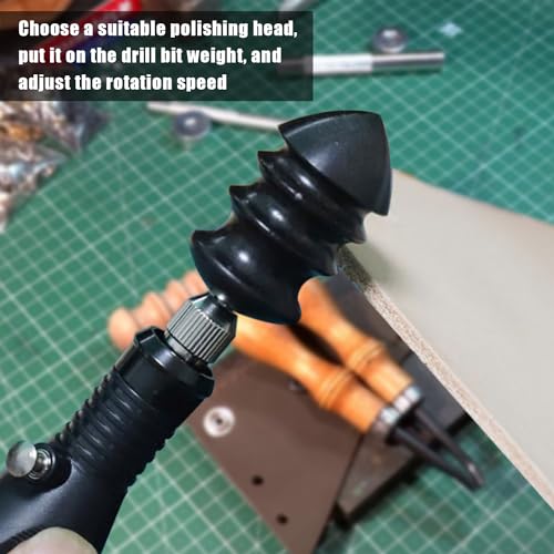 3pcs Leather Burnisher Bits for Rotary Tool, 3 Styles Leather Slicker Burnishing Pointed Tip, Leather Burnisher Polished Head Burnishing Machine Accessories for Leather Craft Edges - style: H