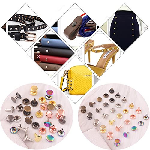 Rose Gold Tubular Double Cap Rivets - 10mm Metal Button Round Rapid Rivet Rivet Studs for Purse Handbags Shoes Belts Leather Craft(10mm Rose Gold 100pcs) | Metal Button Round Rapid Rivet, Rivet Studs, For Purse Handbags Shoes Belts, Leather Craft - color: