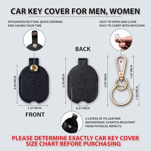 Leather Key Cover for Broken Car Key Loop Replacement | Double-Layer PU Leather Protects Car Keys from Scratches and Damage - color: Small-black01