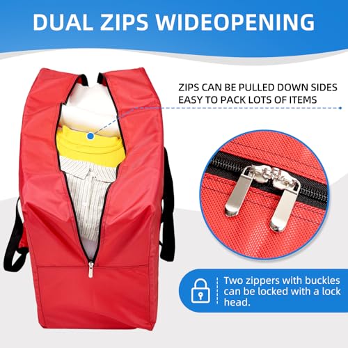 Extra Large travel duffel bag with Strong Handles, 135L Waterproof duffel bag, Durable Zippers, Extra Large Storage Totes for Space Saving and Moving Supplies, Red - color: Red, size: L - 35.4″ × 11.8″ × 19.7″
