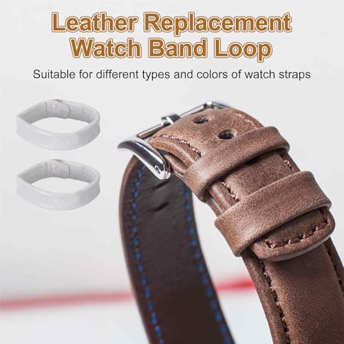HARFINGTON Leather Watch Band Loops Replacement Watch Band Keeper Watch Strap Holder Retainer Wristwatch Strap Fastener Rings - color: White, size: 18mm
