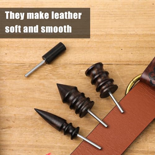 4pcs Leather Burnisher Bits for Rotary Tool, 4 Styles Leather Burnishing Tool Polished Head Ebony Burnishing Machine Accessories for Leather Craft Edges (Style 2) - style: Style 2