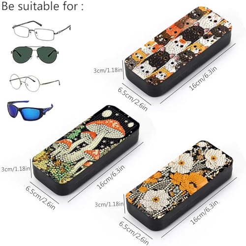 Leatrice 3 Pcs 5d Diamond Art Kits for Adults Diamond Dots Eyeglasses Cases - color: AF Plant