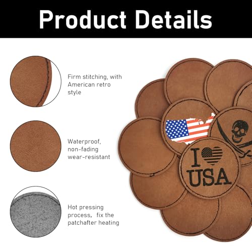 J.CARP 64Pcs Blank Leatherette Hat Patches with Adhesive, Iron on Leather Patches for Hats, Laser Engraving Heat Press Leather Patch for Fabric Clothes Repair Repair Brown Round - color: Brown Round