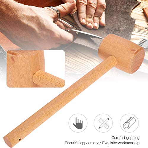 Diydeg Beech Wood Mallet, High Hardness, Damage-free Striking, Ideal for Woodworking, Leather Craft, Printing Leather Crafts, 11.6x2.8x2.0 inches