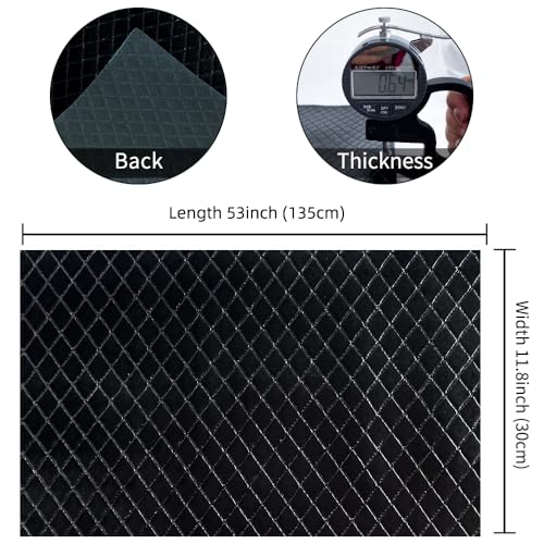 Diamond Quilted Pattern Artificial Faux Leather 11.8x53inch (30x135cm) Super Soft Craft Supplies Synthetic Leather DIY Hair Bows, Handbags and Craft Supplies (Black) - color: Black