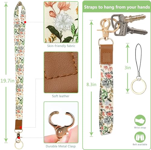 Bolimoss Aesthetic Lanyard with ID Holder for Women & Nurses - Floral ID Badge Holder with Neck Lanyard & 4 Card Slots, Side Zipper Pocket - color: Blooming Flowers