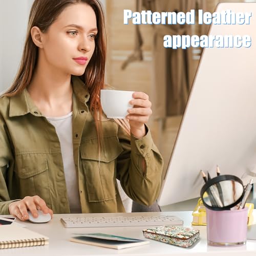Business Card Holder, PU Leather Printing Business Card Case Pocket with Magnetic Shut, Portable Business Card Carrier Holder for Women or Men (Flower and Grass) - color: Flower and Grass
