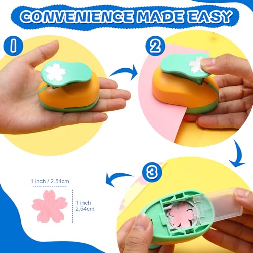 Harloon 15 Pcs Paper Punch Shapes 1 Inch, Hole Puncher for Scrapbooking | Mixed Design Cutters for Card Making, Album Decoration, Teacher Classroom Supplies, Lightweight Crafting Tool