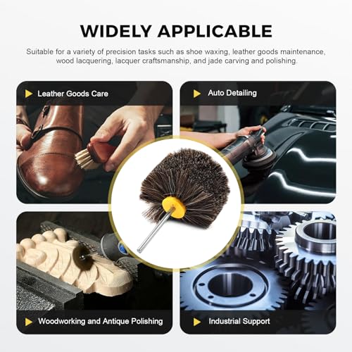 Bacar 4" Horsehair Polishing Wheel Brush for Drill Shoe & Leather Buffer - style: Round Head