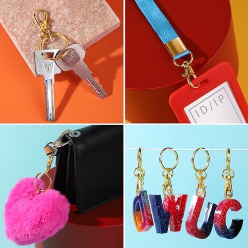 LEOBRO Keychain Making Kit, 265PCS Keychains Clips and Key Rings, Metal Lobster Claw Clasps and Key Chain Rings, Key Rings Bulk, Keychain Rings, Clip for Key Chains, Jewelry Making, Crafts, Gold - color: B-Gold