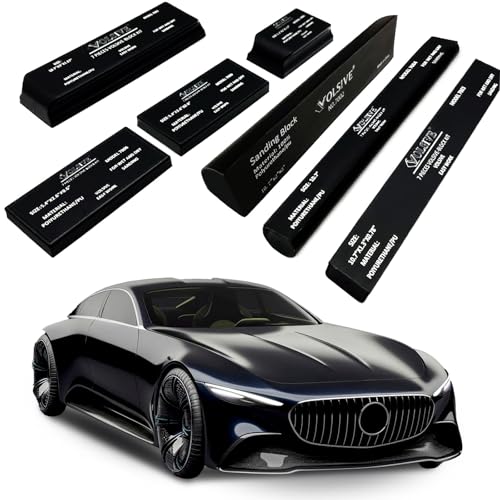 Hand Sanding Block Set of 7,PSA Base Auto Body Sanding Block Kit with Long Panel Sander,Flexible for Automotive Paint and Woodworking Sand Furniture,Black - color: Sanding Block, size: Black 7pcs Set-PSA