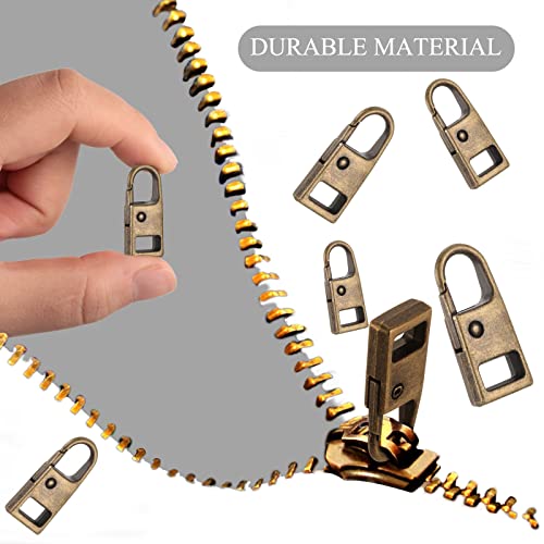 WILLBOND 8Pcs Zips,Bronze | Replacement Pull Tab for Luggage Backpack Jacket, Detachable Metal Slider, Universal Zipper Repair Kit, Fixer Handle - style: Bronze