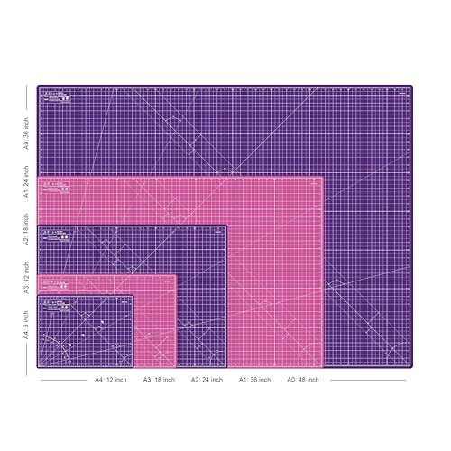 Elan Cutting Mat A4 Pink & Purple, Self Healing Cutting Mat 9x12 Inch, 5-Ply Craft Board Pink, Hobby Board for Crafts 9x12 Inch - style: 12 x 9"