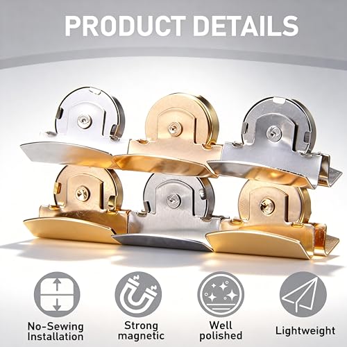 24 Pack Snap Buttons Metal Seamless Magnetic Buckle Clasp, 4 Colors