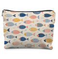 Ocean Beach Fish Makeup Bag for Women | Fish Beach Lover Gifts for Women,Colorful Nautical Beachy Fish Coastal Cosmetic Toiletry Bag Zipper Pouch - color: Beach Fish