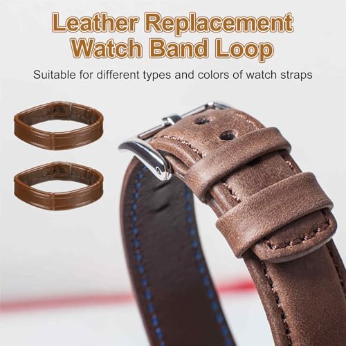 HARFINGTON Leather Watch Band Loops Replacement Watch Band Keeper Watch Strap Holder Retainer Wristwatch Strap Fastener Rings - color: Brown, size: 20mm