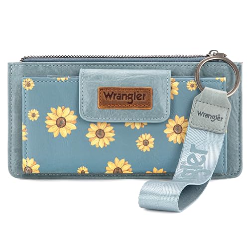 X Wrangler Western Wallet for Women Card Cases & Money Organizers Wristlet Wallet with Zipper Pocket - color: X Jean