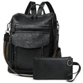 Shrrie Backpack Purse for Women Fashion Leather Backpack Purse Designer Travel Backpack Convertible Shoulder Bag with Wristlet - color: 2-2 Two-tone Black