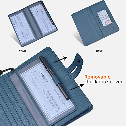 Women's Big Fat RFID Blocking Leather Wristlets Wallet Organizer Checkbook Holder (Blue) - color: Blue
