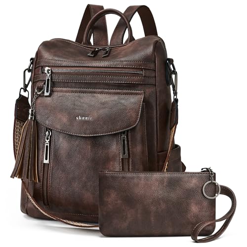 Backpack Purse for Women Fashion Leather Backpack Purse Designer Travel Backpack Convertible Shoulder Bag with Wristlet for Work College - color: 1-3 Two-toned Coffee A1